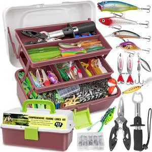 Fishing Lures Kit, Bass Fishing Gear Kit for Freshwater Tackle Box with Tackle Included Topwater Baits, Swimbaits, Frog, Fsihing Bait Accessories Gift for Men Fishing Lures Kit, Bass Fishing Gear Kit for Freshwater Tackle Box with Tackle Included Topwater Baits, Swimbaits, Frog, Fsihing Bait Accessories Gift for Men
