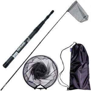 Maykay Carbon Telescopic Fishing Net with Long Handle up-to14ft Lightweight Rubber Landing Net for High Docks, Piers, Boats, Coastal & Jetty, Collapsible with Carrying Bag Maykay Carbon Telescopic Fishing Net with Long Handle up-to14ft Lightweight Rubber Landing Net for High Docks, Piers, Boats, Coastal & Jetty, Collapsible with Carrying Bag
