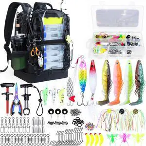 Fishing Backpack with Tackle Boxes,45L Large Tackle Bag with Cooler & Fishing Gear Kit,Waterproof Tackle Backpack for Gift with Fishing Lures, Fishing Pliers,Camouflage Fishing Backpack with Tackle Boxes,45L Large Tackle Bag with Cooler & Fishing Gear Kit,Waterproof Tackle Backpack for Gift with Fishing Lures, Fishing Pliers,Camouflage