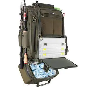 Large Fishing Backpack with Cooler for 3 Tackle Boxes - Fishing Bag with Rod Holders for Camping and Hiking Large Fishing Backpack with Cooler for 3 Tackle Boxes - Fishing Bag with Rod Holders for Camping and Hiking