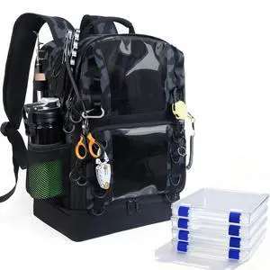 Fishing Tackle Backpack with 4 Tackle Boxes,45L Large Tackle Bag with 2 Rod Holders & Clear Window,Outdoor Fishing Backpack for Fishing,Camping,Hiking,Camouflage Fishing Tackle Backpack with 4 Tackle Boxes,45L Large Tackle Bag with 2 Rod Holders & Clear Window,Outdoor Fishing Backpack for Fishing,Camping,Hiking,Camouflage