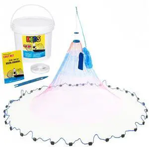 Fishing Cast Net for Kids, Colorful Throw Net for Freshwater & Saltwater, Eco-Friendly Lead Weights, 3/8inch Mesh Size, 0.8/LB Per ft, 3/4.5 Ft Radius Casting Net Fishing Cast Net for Kids, Colorful Throw Net for Freshwater & Saltwater, Eco-Friendly Lead Weights, 3/8inch Mesh Size, 0.8/LB Per ft, 3/4.5 Ft Radius Casting Net