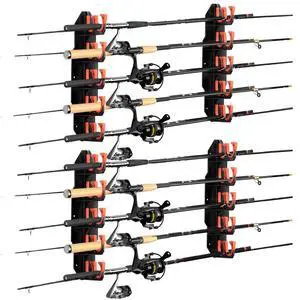 Fishing Rod Holders, Fishing Pole Holders for Garage, Wall or Ceiling Mounted Fishing Rod Rack Holds Up to 10 Rods(2 Pack) Fishing Rod Holders, Fishing Pole Holders for Garage, Wall or Ceiling Mounted Fishing Rod Rack Holds Up to 10 Rods(2 Pack)