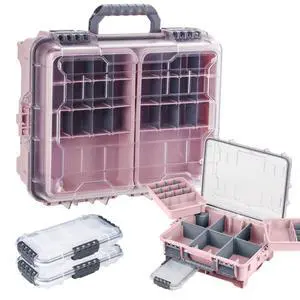 Waterproof Tackle Box, Portable Fishing & Tackle Storage Box with Two 3500 Stowaway Boxes and Removable Dividers, Tackle Box, Thicker Floating Airtight Stowaway,Pink/Green/Blue/Grey Waterproof Tackle Box, Portable Fishing & Tackle Storage Box with Two 3500 Stowaway Boxes and Removable Dividers, Tackle Box, Thicker Floating Airtight Stowaway,Pink/Green/Blue/Grey
