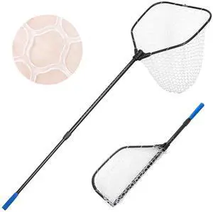 Long Collapsible Landing Net, Large Fishing Net with Telescoping Handle, Foldable, Extendable, Lightweight & Strong, Fish Net with Fish-Friendly Mesh for a Safe Release Long Collapsible Landing Net, Large Fishing Net with Telescoping Handle, Foldable, Extendable, Lightweight & Strong, Fish Net with Fish-Friendly Mesh for a Safe Release