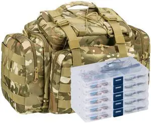 Fishing Tackle Bag 5 Boxes with 60 Lures Included Loaded Stocked Tackle Box Set Spinner Lures Kit Freshwater Gear Equipment Fishing Tackle Bag 5 Boxes with 60 Lures Included Loaded Stocked Tackle Box Set Spinner Lures Kit Freshwater Gear Equipment