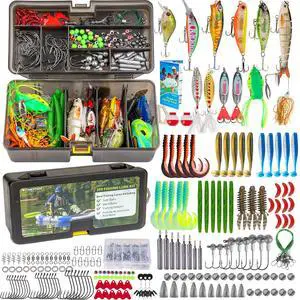 Fishing Lures Kit, Bass Fishing Gear Kit for Freshwater Tackle Box with Tackle Included Topwater Baits, Swimbaits, Frog, Fsihing Bait Accessories Gift for Men Fishing Lures Kit, Bass Fishing Gear Kit for Freshwater Tackle Box with Tackle Included Topwater Baits, Swimbaits, Frog, Fsihing Bait Accessories Gift for Men