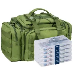 Fishing Tackle Bag 5 Boxes with 60 Lures Included Loaded Stocked Tackle Box Set Spinner Lures Kit Freshwater Gear Equipment Fishing Tackle Bag 5 Boxes with 60 Lures Included Loaded Stocked Tackle Box Set Spinner Lures Kit Freshwater Gear Equipment