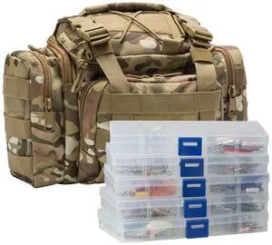 Fishing Tackle Bag 5 Boxes with 60 Lures Included Loaded Stocked Tackle Box Set Spinner Lures Kit Freshwater Gear Equipment Fishing Tackle Bag 5 Boxes with 60 Lures Included Loaded Stocked Tackle Box Set Spinner Lures Kit Freshwater Gear Equipment