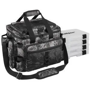 Fishing Tackle Bag with Rod Holders & Cooler Main Compartment Large Capacity Fishing Bag for Organized Gear Storage Fishing Tackle Bag with Rod Holders & Cooler Main Compartment Large Capacity Fishing Bag for Organized Gear Storage