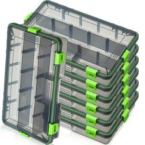 6 Pcs Fishing Tackle Boxes Waterproof Airtight Plastic Tackle Box Organizer Transparent Fishing Tackle Storage with Adjustable Dividers for Terminal Tackle Lure Bait Hook(Small) 6 Pcs Fishing Tackle Boxes Waterproof Airtight Plastic Tackle Box Organizer Transparent Fishing Tackle Storage with Adjustable Dividers for Terminal Tackle Lure Bait Hook(Small)