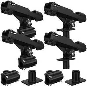4 Pcs Fishing Rod Holder for Boat Adjustable Kayak Swivel Fishing Pole Holders Accessories, Black 4 Pcs Fishing Rod Holder for Boat Adjustable Kayak Swivel Fishing Pole Holders Accessories, Black