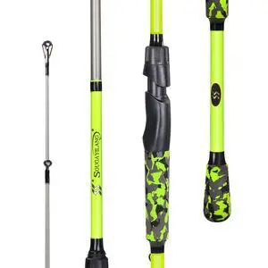 IM7 Graphite Fishing Rod 2-Piece Casting & Spinning, Medium/Medium Heavy Power, Stainless Steel Guides with Zirconium Rings, EVA Handle & Hook Keeper for Bass, Trout, Walleye, Catfish IM7 Graphite Fishing Rod 2-Piece Casting & Spinning, Medium/Medium Heavy Power, Stainless Steel Guides with Zirconium Rings, EVA Handle & Hook Keeper for Bass, Trout, Walleye, Catfish