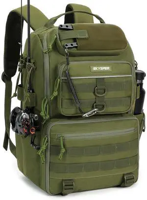 Tackle Backpack Fishing Bags with Rod Holder, 40L Water-Resistant Tackle Box Storage Bag for Fishing Gear Lures(Armygreen) Tackle Backpack Fishing Bags with Rod Holder, 40L Water-Resistant Tackle Box Storage Bag for Fishing Gear Lures(Armygreen)