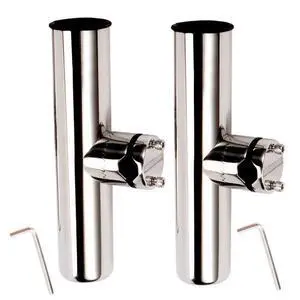 2PCS Stainless Tournament Style Clamp on Fishing Rod Holder for Rails 7/8" to 1", Rail Mount Rod Holder 2PCS Stainless Tournament Style Clamp on Fishing Rod Holder for Rails 7/8" to 1", Rail Mount Rod Holder