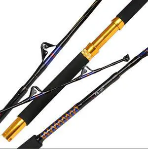 Saltwater Fishing Trolling Rod 1 Piece/2 Piece Heavy Roller Rod Big Game Conventional Boat Fishing Pole with Roller Guides (30-50lb/50-80lb/80-120lb,5'6"/6'6") Saltwater Fishing Trolling Rod 1 Piece/2 Piece Heavy Roller Rod Big Game Conventional Boat Fishing Pole with Roller Guides (30-50lb/50-80lb/80-120lb,5'6"/6'6")