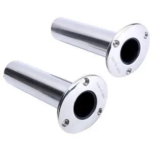 (Set of 2) Amarine-Made Heavy Duty Stainless Steel 316 Deluxe Rod Holders with Drain, Flush Mount Fishing Rod Pole Holders, 90 Degree (Set of 2) Amarine-Made Heavy Duty Stainless Steel 316 Deluxe Rod Holders with Drain, Flush Mount Fishing Rod Pole Holders, 90 Degree