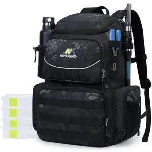 Fishing Tackle Backpack with Rod Holders, 40L Large Fishing Bag with Waterproof Rain Cover,Outdoor Tackle Bag Fishing Tackle Backpack with Rod Holders, 40L Large Fishing Bag with Waterproof Rain Cover,Outdoor Tackle Bag