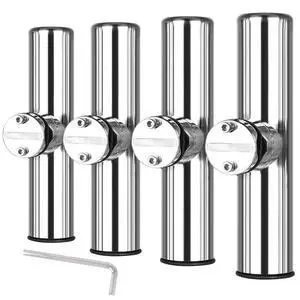 4pcs Stainless Steel Clamp on Fishing Rod Holders with Black Rubber Insert for Rails 7/8" to 1" 4pcs Stainless Steel Clamp on Fishing Rod Holders with Black Rubber Insert for Rails 7/8" to 1"