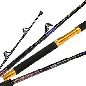 Saltwater Fishing Trolling Rod 1 Piece/2 Piece Heavy Roller Rod Big Game Conventional Boat Fishing Pole with Roller Guides (30-50lb/50-80lb/80-120lb,5'6"/6'6") Saltwater Fishing Trolling Rod 1 Piece/2 Piece Heavy Roller Rod Big Game Conventional Boat Fishing Pole with Roller Guides (30-50lb/50-80lb/80-120lb,5'6"/6'6")
