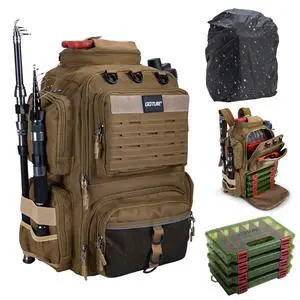 Fishing Backpack with 4 Tackle Boxes,900D Water-Resistant Tackle Backpack with Rod Holders,45L Large Fishing Bag Storage Gear Tackle Bag with Rain Cover,Bottle Holder for Travel Camping Hiking Fishing Backpack with 4 Tackle Boxes,900D Water-Resistant Tackle Backpack with Rod Holders,45L Large Fishing Bag Storage Gear Tackle Bag with Rain Cover,Bottle Holder for Travel Camping Hiking