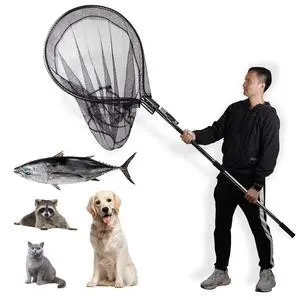 Dog Catch Net Pole, Animal Catching Net, Wildlife Control Tool, Large Fish Landing Net for Chicken Raccoon Duck Goose Bird Skunk Bat Raccoon Guinea Fowl Feral Cat Pigeon Tuna Goat - Heavy Duty Dog Catch Net Pole, Animal Catching Net, Wildlife Control Tool, Large Fish Landing Net for Chicken Raccoon Duck Goose Bird Skunk Bat Raccoon Guinea Fowl Feral Cat Pigeon Tuna Goat - Heavy Duty