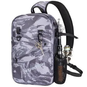 IPX8 Waterproof Fishing Backpack with Rod Holder, Lightweight Fishing Sling Bag, Move Freely Fish Gifts for Men IPX8 Waterproof Fishing Backpack with Rod Holder, Lightweight Fishing Sling Bag, Move Freely Fish Gifts for Men