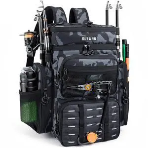 Fishing Backpack with Cooler & 4 Rod Holder, Large 45L Tackle Bag Store Fishing Gear Boxes Gifts for Men Woman-Camo Back Pack Fishing Backpack with Cooler & 4 Rod Holder, Large 45L Tackle Bag Store Fishing Gear Boxes Gifts for Men Woman-Camo Back Pack