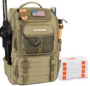 KarryAll Fishing Tackle Backpack with Rod Holder 4 Tackle Boxes,40/26L Tackle Bag Storage Fishing Gear and Equipment KarryAll Fishing Tackle Backpack with Rod Holder 4 Tackle Boxes,40/26L Tackle Bag Storage Fishing Gear and Equipment