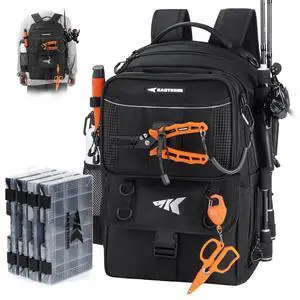 BaitSpace Fishing Tackle Backpack with Removable Bait Binder,2 Rod Holders Storage Fishing Gear and Equipment BaitSpace Fishing Tackle Backpack with Removable Bait Binder,2 Rod Holders Storage Fishing Gear and Equipment