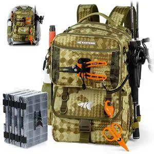 BaitSpace Fishing Tackle Backpack with Removable Bait Binder,2 Rod Holders Storage Fishing Gear and Equipment BaitSpace Fishing Tackle Backpack with Removable Bait Binder,2 Rod Holders Storage Fishing Gear and Equipment