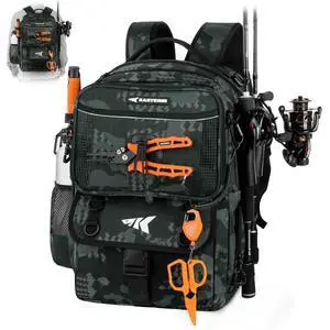 BaitSpace Fishing Tackle Backpack with Removable Bait Binder,2 Rod Holders Storage Fishing Gear and Equipment BaitSpace Fishing Tackle Backpack with Removable Bait Binder,2 Rod Holders Storage Fishing Gear and Equipment