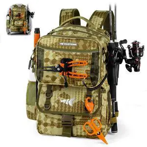 BaitSpace Fishing Tackle Backpack with Removable Bait Binder,2 Rod Holders Storage Fishing Gear and Equipment BaitSpace Fishing Tackle Backpack with Removable Bait Binder,2 Rod Holders Storage Fishing Gear and Equipment