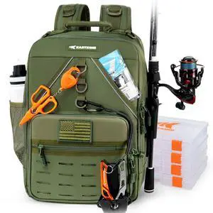 KarryAll Fishing Tackle Backpack with Rod Holder 4 Tackle Boxes,40/26L Tackle Bag Storage Fishing Gear and Equipment KarryAll Fishing Tackle Backpack with Rod Holder 4 Tackle Boxes,40/26L Tackle Bag Storage Fishing Gear and Equipment