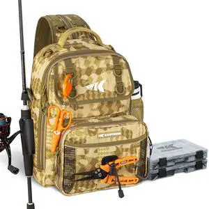 BaitSpace Fishing Sling Bag, Fishing Backpack with Rod & Beverage Holder, Tackle Bag for Fishing Gear BaitSpace Fishing Sling Bag, Fishing Backpack with Rod & Beverage Holder, Tackle Bag for Fishing Gear