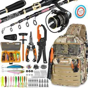 Fishing Gear, Fishing Backpack with Fishing Rod, Tackle Box, Waterproof Tackle Backpack with Rod Holders,Lures, Tools, Pliers & Accessories, Fish Gifts for Men Fishing Gear, Fishing Backpack with Fishing Rod, Tackle Box, Waterproof Tackle Backpack with Rod Holders,Lures, Tools, Pliers & Accessories, Fish Gifts for Men