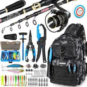 Fishing Gear, Fishing Backpack with Fishing Rod, Tackle Box, Waterproof Tackle Backpack with Rod Holders,Lures, Tools, Pliers & Accessories, Fish Gifts for Men Fishing Gear, Fishing Backpack with Fishing Rod, Tackle Box, Waterproof Tackle Backpack with Rod Holders,Lures, Tools, Pliers & Accessories, Fish Gifts for Men