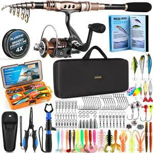 Fishing Rod and Reel Combo with Telescopic Fishing Pole, Portable Travel Fishing Rods Kit with Tackle Box Carrier Bag & Manuals, Fishing Gear Tool Kit for Freshwater, Fishing Gifts for Men Fishing Rod and Reel Combo with Telescopic Fishing Pole, Portable Travel Fishing Rods Kit with Tackle Box Carrier Bag & Manuals, Fishing Gear Tool Kit for Freshwater, Fishing Gifts for Men