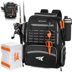 Bait Boss Fishing Tackle Backpack with Rod Holders-4 Tackle Boxes-Rain Cover,Storage for Fishing Gear Bait Boss Fishing Tackle Backpack with Rod Holders-4 Tackle Boxes-Rain Cover,Storage for Fishing Gear