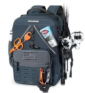 KarryAll KastMate Fishing Tackle Backpack,Water-Resistant Tackle Bag With 2 Rod Holders,Fishing Gear and Equipment With Large Gear Storage,Dark Gray KarryAll KastMate Fishing Tackle Backpack,Water-Resistant Tackle Bag With 2 Rod Holders,Fishing Gear and Equipment With Large Gear Storage,Dark Gray