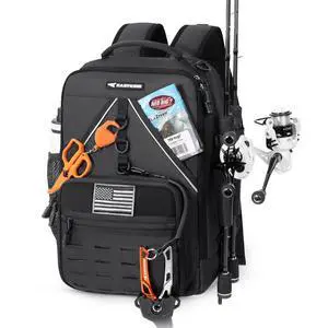 KarryAll KastMate Fishing Tackle Backpack,Water-Resistant Tackle Bag With 2 Rod Holders,Fishing Gear and Equipment With Large Gear Storage,Black KarryAll KastMate Fishing Tackle Backpack,Water-Resistant Tackle Bag With 2 Rod Holders,Fishing Gear and Equipment With Large Gear Storage,Black