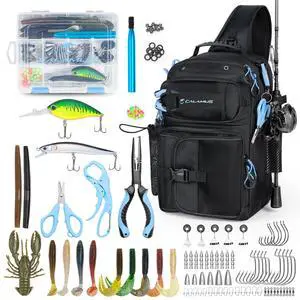 GearMaster Fishing Sling Tackle Bag & Tool Set, 3500 Tackle Box & Fishing Gear with Fishing lures, Fishing Pliers, Fishing Scissors, Lip Gripper, Wacky Tool GearMaster Fishing Sling Tackle Bag & Tool Set, 3500 Tackle Box & Fishing Gear with Fishing lures, Fishing Pliers, Fishing Scissors, Lip Gripper, Wacky Tool