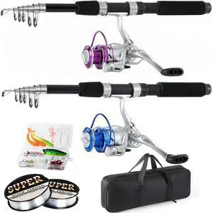 Fishing Pole Combo, 6.9ft 2Pcs Telescopic Rods Set, Collapsible Fishing Rods, 2PCS Spinning Reel Set with Carrier Bag Freshwater Fishing Rod and Reel Combos Kits Fishing Pole Combo, 6.9ft 2Pcs Telescopic Rods Set, Collapsible Fishing Rods, 2PCS Spinning Reel Set with Carrier Bag Freshwater Fishing Rod and Reel Combos Kits