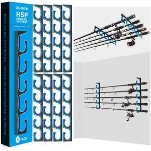 H5P Fishing Rod/Pole Holders for Garage, Wall or Ceiling Mounted Fishing Rod Holder with Soft Protective Pad, Fishing Rod Storage Organizer Holds up to 5/10/20 Rod or Combos or Nets H5P Fishing Rod/Pole Holders for Garage, Wall or Ceiling Mounted Fishing Rod Holder with Soft Protective Pad, Fishing Rod Storage Organizer Holds up to 5/10/20 Rod or Combos or Nets