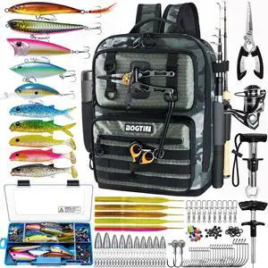 Fishing Backpack with Tackle Boxes and Rod Holders, Fishing Bag wtih Fishing Lure Kit Water-resistant Sling Tackle Bag Store Gear and Equipment, Bait Gifts for Men Woman Anglers-Green Camo Backpack Fishing Backpack with Tackle Boxes and Rod Holders, Fishing Bag wtih Fishing Lure Kit Water-resistant Sling Tackle Bag Store Gear and Equipment, Bait Gifts for Men Woman Anglers-Green Camo Backpack