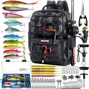 Fishing Backpack with Tackle Boxes and Rod Holders, Fishing Bag with Fishing Lure Kit Water-resistant Sling Tackle Bag Store Gear and Equipment, Bait Gifts for Men Woman Anglers-Camo Backpack Fishing Backpack with Tackle Boxes and Rod Holders, Fishing Bag with Fishing Lure Kit Water-resistant Sling Tackle Bag Store Gear and Equipment, Bait Gifts for Men Woman Anglers-Camo Backpack