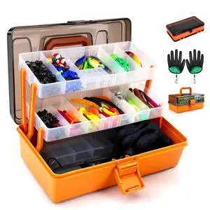 Large 3-Layer Tackle Box with Tackle Included, 417Pcs Fishing Lures Kit with Bonus Small 2-Sided Box & Gloves, Pliers, Crankbait, Hooks, Freshwater Bass Fishing Gear Gift for Men & Kids Large 3-Layer Tackle Box with Tackle Included, 417Pcs Fishing Lures Kit with Bonus Small 2-Sided Box & Gloves, Pliers, Crankbait, Hooks, Freshwater Bass Fishing Gear Gift for Men & Kids