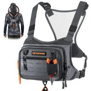 Bait Boss Water-Resistant Fishing Chest Pack With EVA Zip-Down Workstation, MOLLE Storage, Adjustable Chest Straps Bait Boss Water-Resistant Fishing Chest Pack With EVA Zip-Down Workstation, MOLLE Storage, Adjustable Chest Straps
