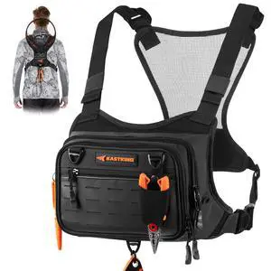 Bait Boss Water-Resistant Fishing Chest Pack With EVA Zip-Down Workstation, MOLLE Storage, Adjustable Chest Straps Bait Boss Water-Resistant Fishing Chest Pack With EVA Zip-Down Workstation, MOLLE Storage, Adjustable Chest Straps