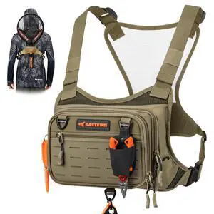 Bait Boss Water-Resistant Fishing Chest Pack With EVA Zip-Down Workstation, MOLLE Storage, Adjustable Chest Straps Bait Boss Water-Resistant Fishing Chest Pack With EVA Zip-Down Workstation, MOLLE Storage, Adjustable Chest Straps